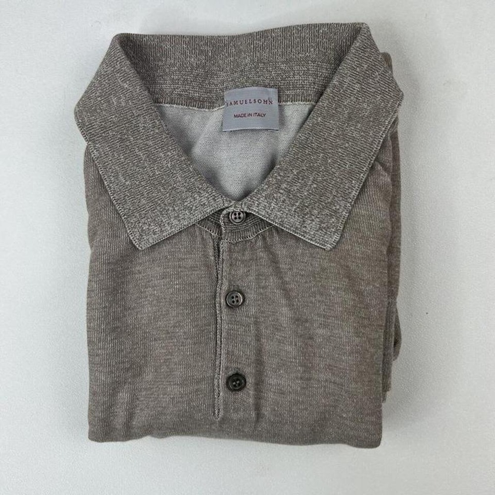 Samuelsohn Tan Cotton Short Sleeve Jumper Polo Shirt Mens Size XL‎